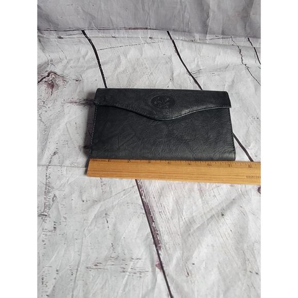 Buxton Julia Clutch Checkbook Wallet Navy Blue Leather Kisslock Coin Purse - Picture 9 of 10